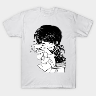 Chibi girl and cute cat T-Shirt